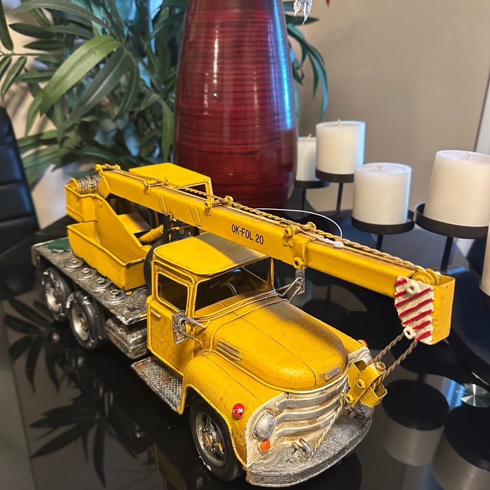 Vintage Yellow Crane Truck Model